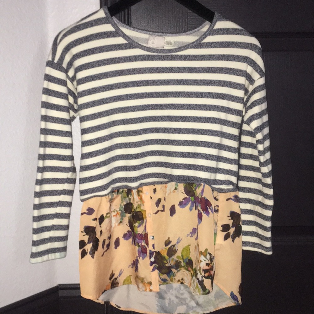 anthropologie striped sweater with floral bottom